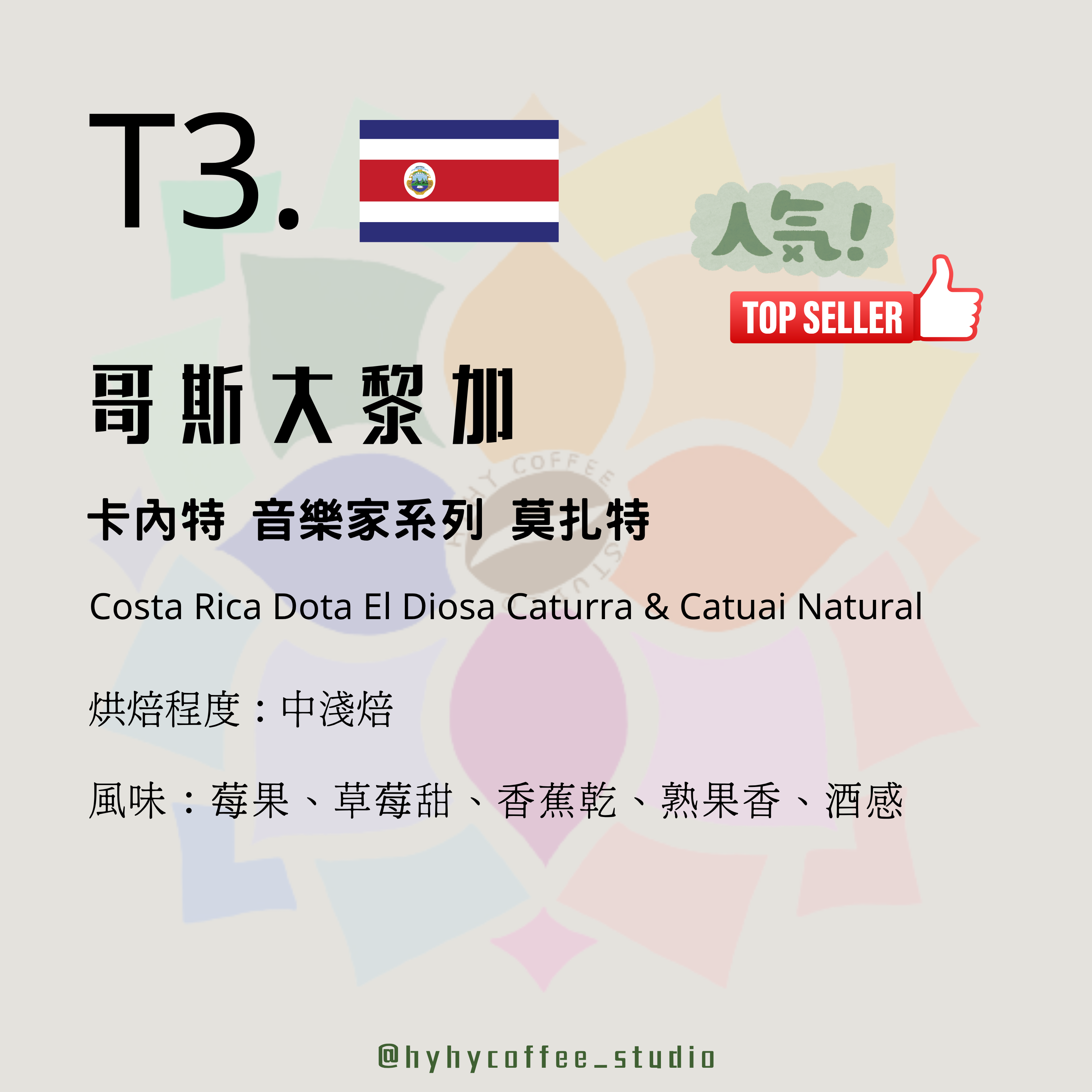 【台灣烘焙】T3. 哥斯大黎加 卡內特 音樂家系列 莫扎特 227g
