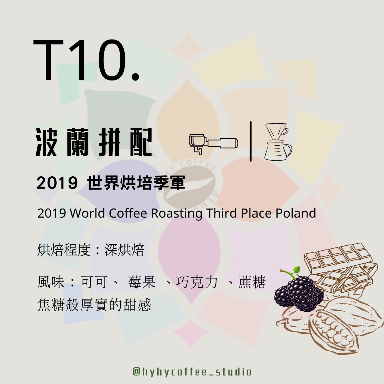 【台灣烘焙】T10. 2019 烘培季軍 波蘭拼配 深烘焙 227g