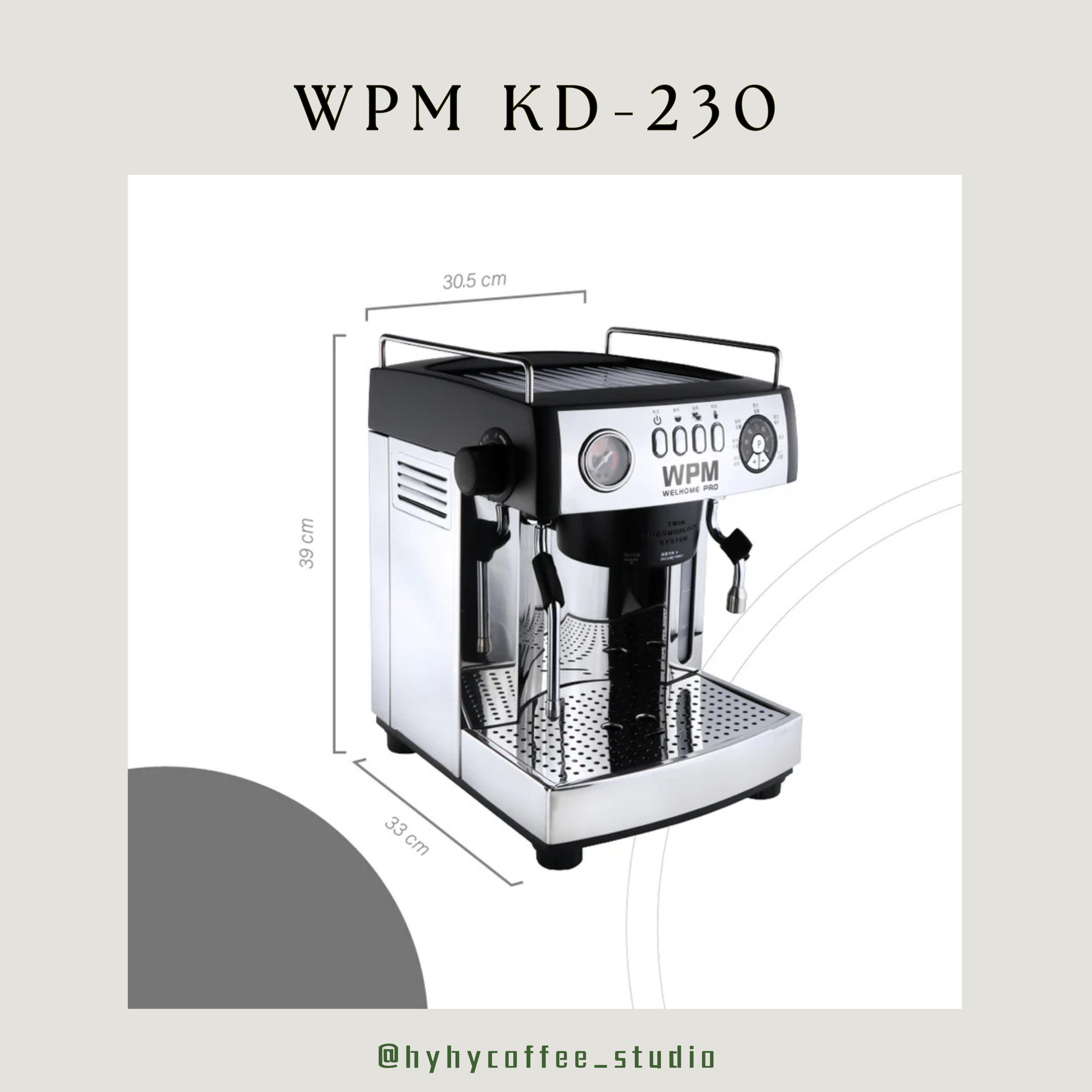 【香港電壓】WPM  KD-230 雙加熱塊意式咖啡機（一年保養）