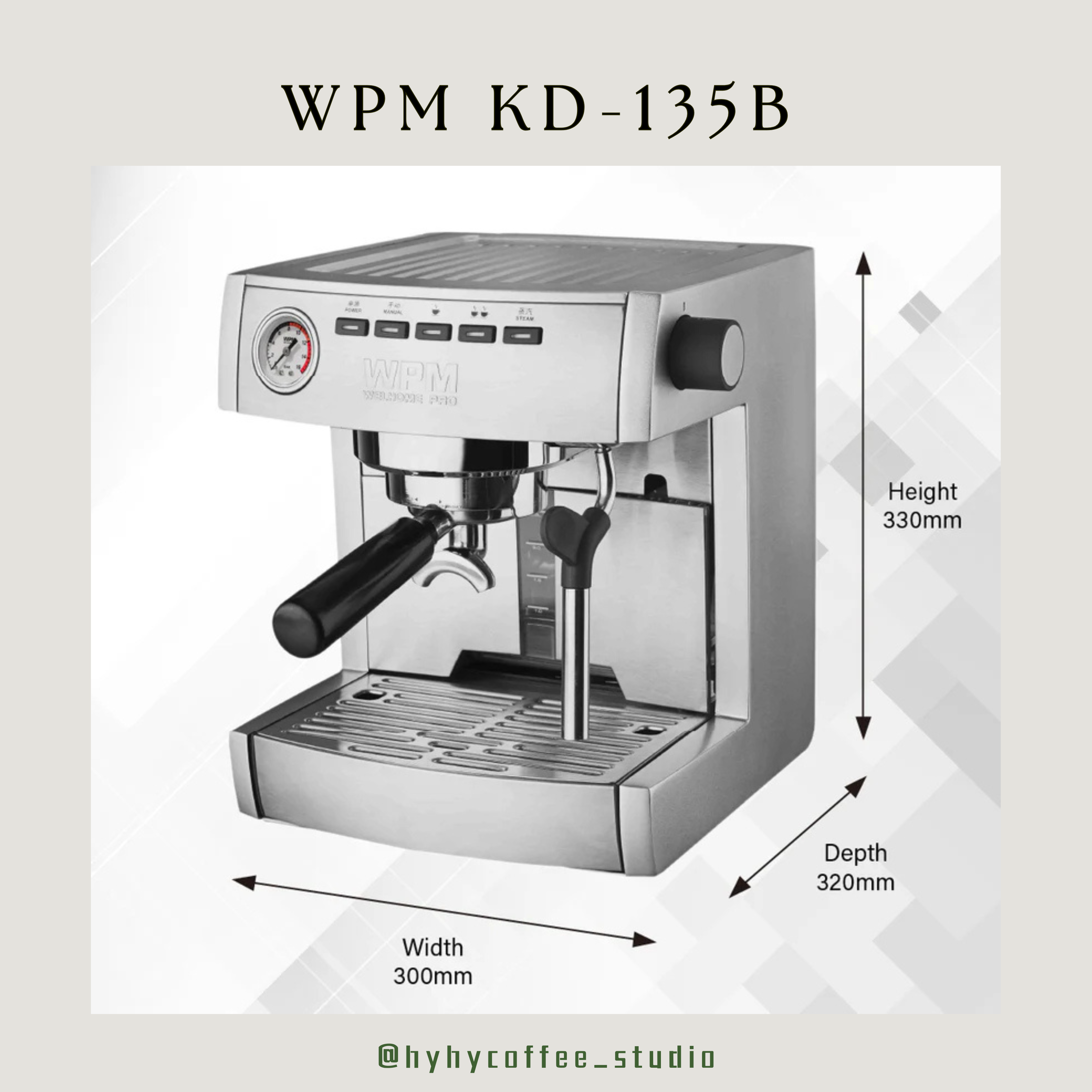 【香港電壓】WPM  KD-135B 單加熱塊意式咖啡機（一年保養）