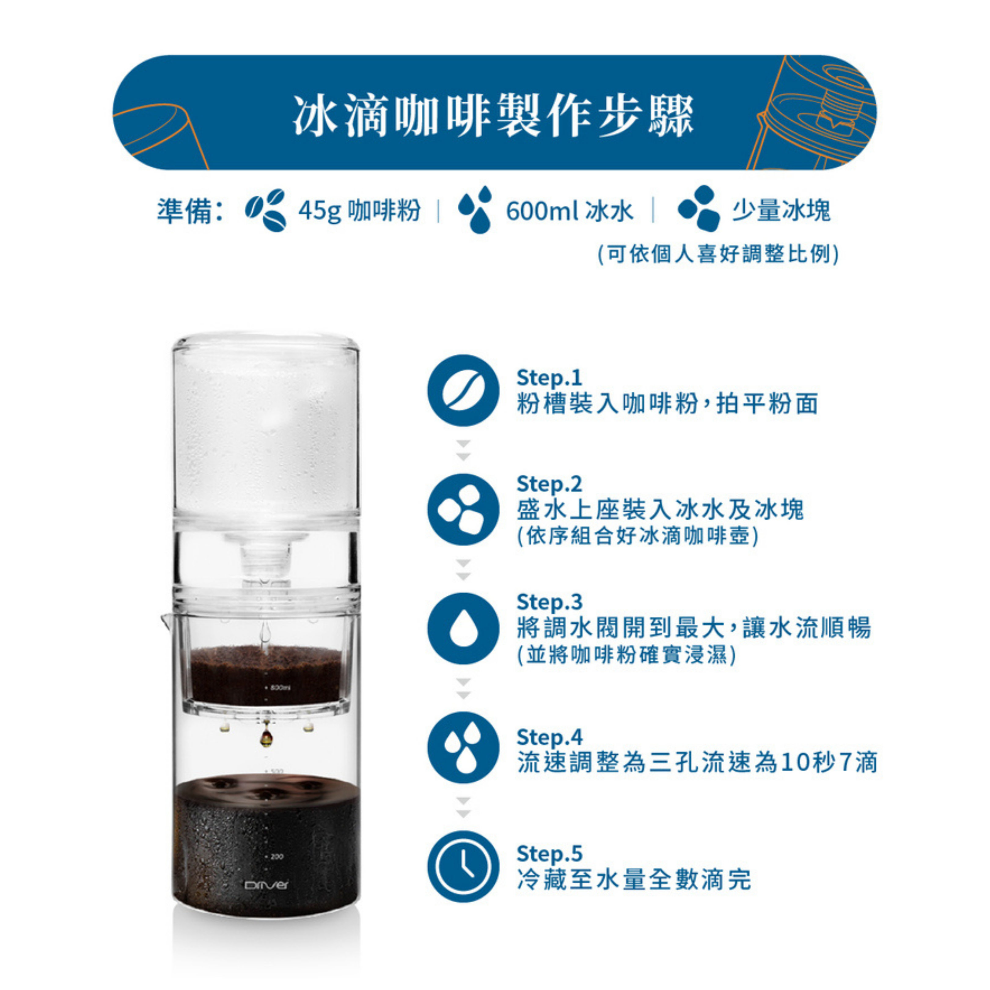 Driver 3倍速 冰滴咖啡壺 [台灣製] 600ML