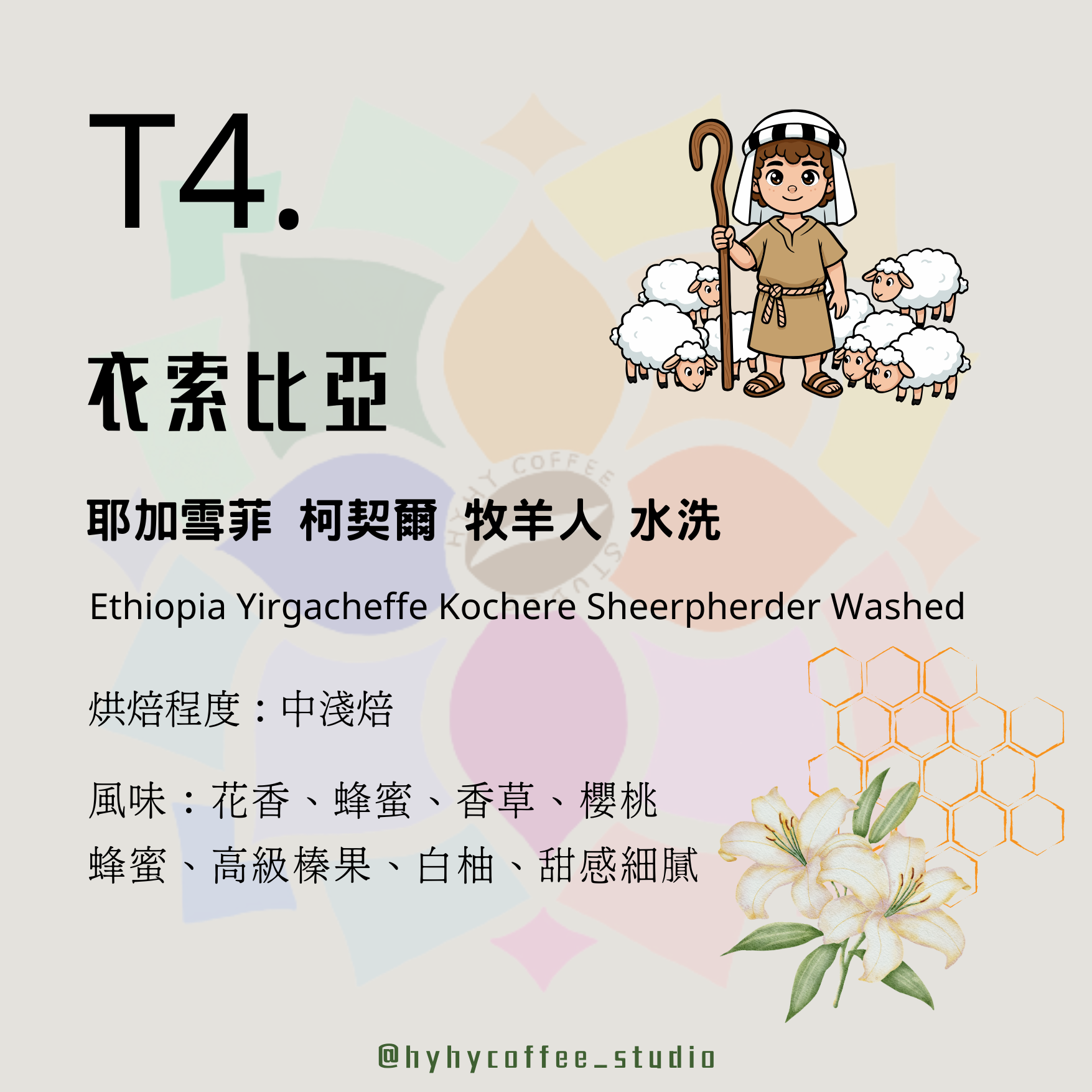 【台灣烘焙】T4. 衣索比亞 耶加雪菲 柯契爾 牧羊人 水洗 227g
