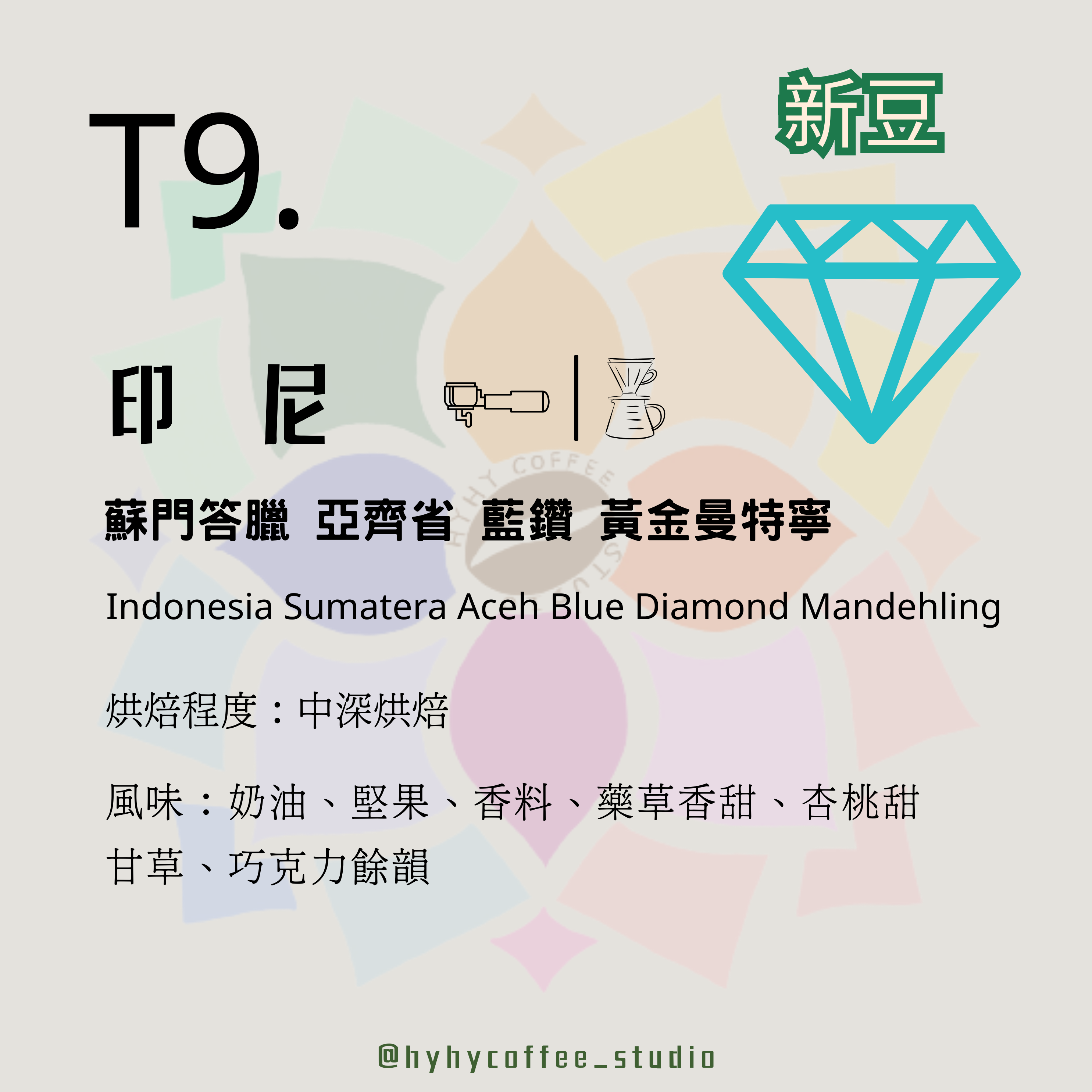【台灣烘焙】T9.印 尼 蘇門答臘 亞齊省 藍鑽 黃金曼特寧227g