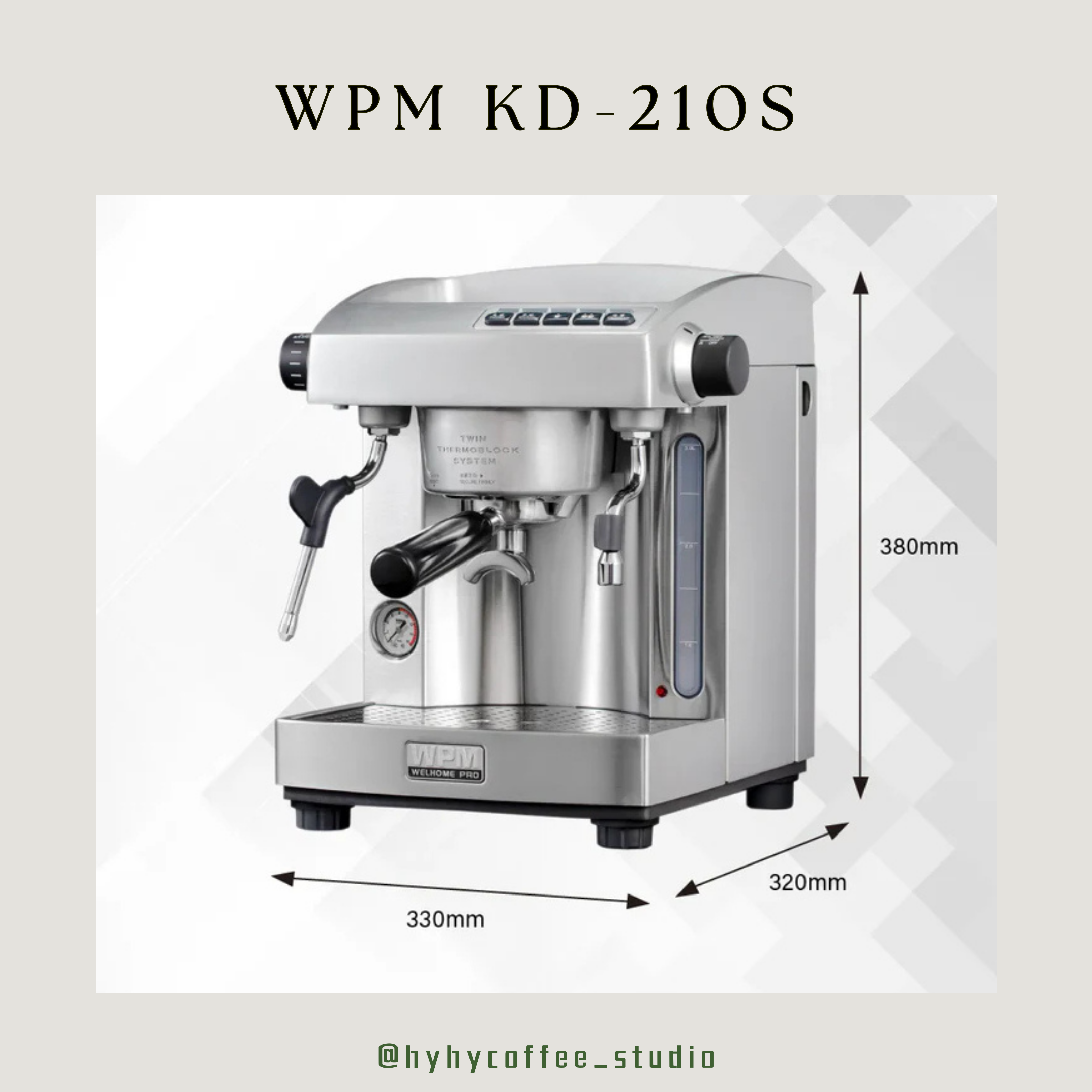 【香港電壓】WPM  KD-210S3 (銀色) 雙加熱塊意式咖啡機（一年保養）